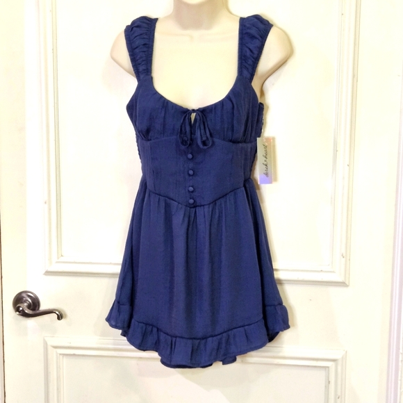 Derek Heart Navy Blue Corset Design Romper,Medium,NWT - Picture 1 of 16
